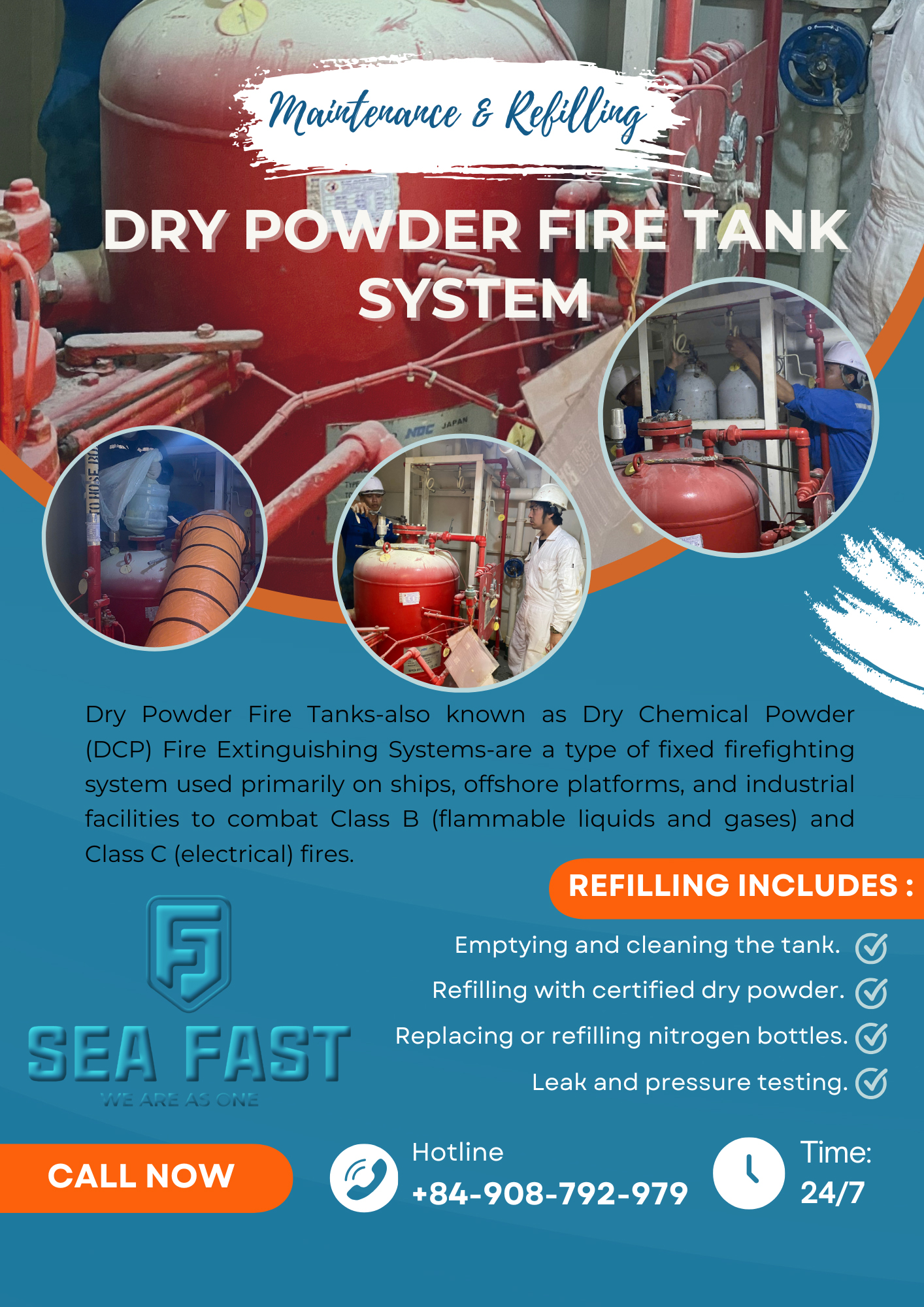 Maintenance & refiiling Dry Powder Fire Tank System